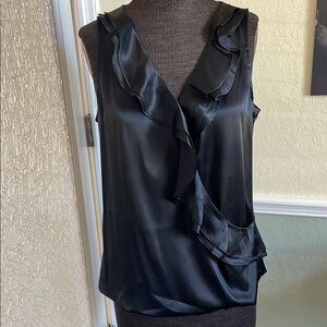 WHBM NWT Elegant Black Sleeveless Ruffled S